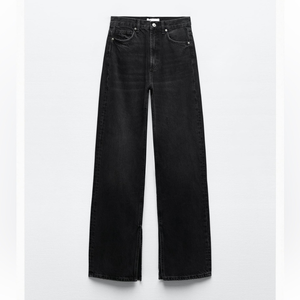 Split wide leg jeans